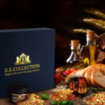 Closed gift box with D.E.Collection spices. Spices for appetizers, salads, and bruschetta.