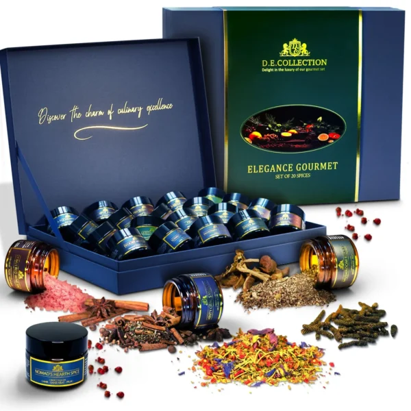 D.E.Collection’s Elegance Gourmet gift box with 20 spices.