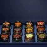 Fragrant spices in jars from the D.E.Collection Veggie Fusion Cuisine set, close-up