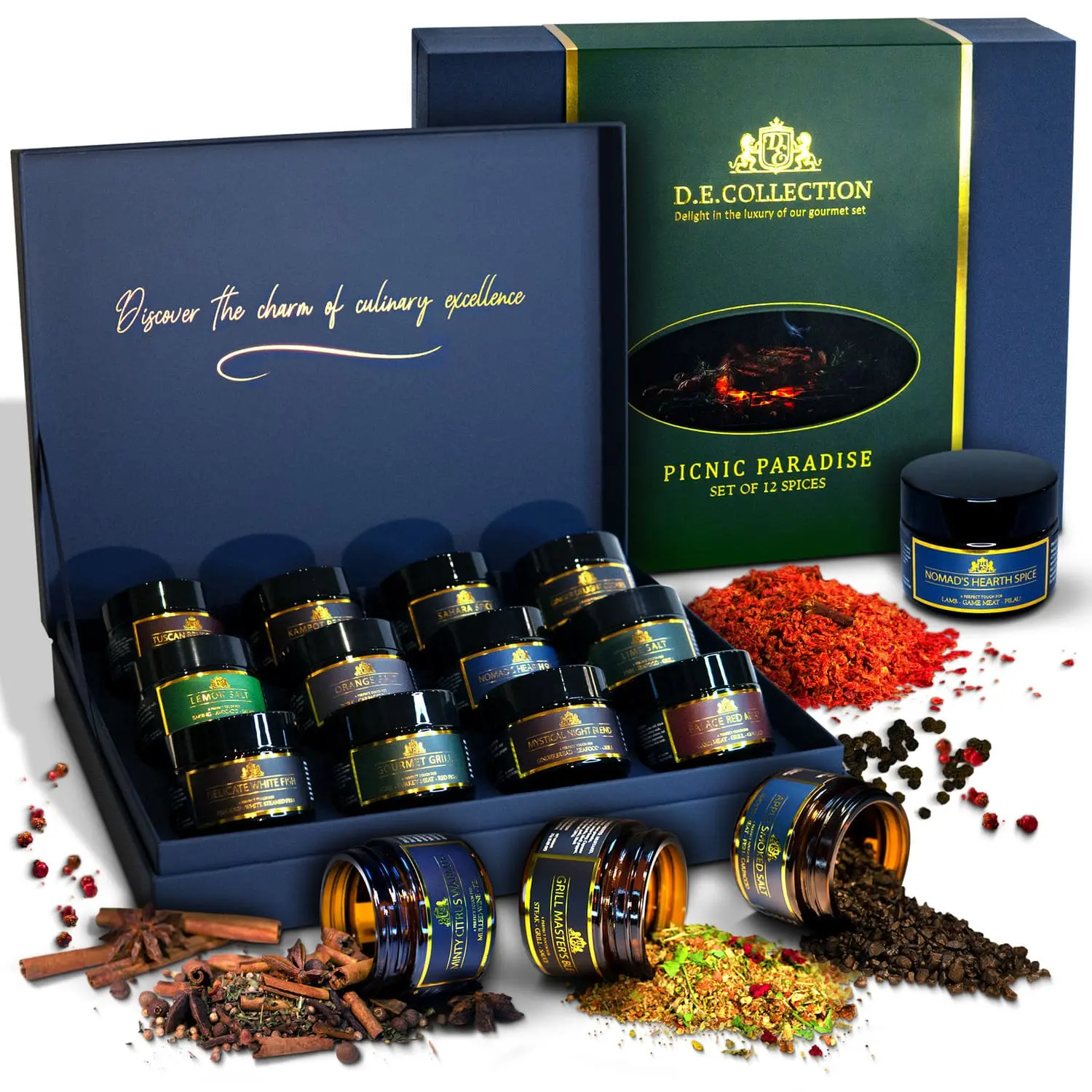 Open Picnic Paradise box — 12 varieties of premium spices.