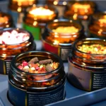 Aromātiskas garšvielas burciņās no D.E.Collection komplekta „Gourmet Gastronomy“ — tuvplānā.