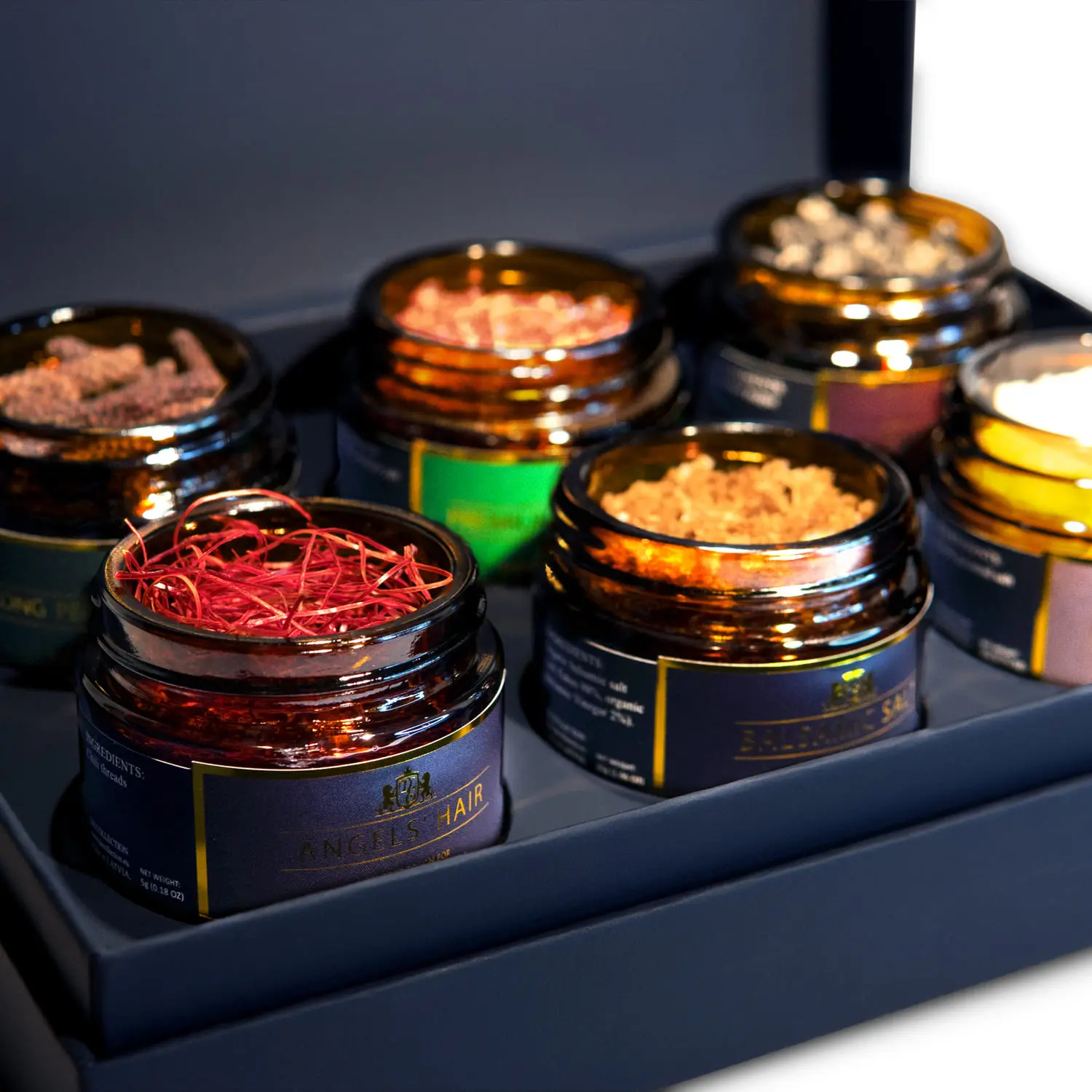 Jars with spices from the Culinary Uniquities set — premium quality.