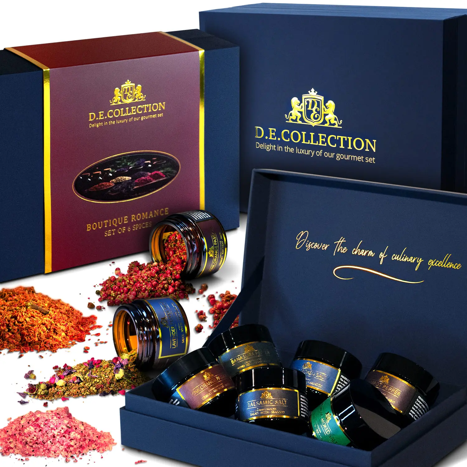 Boutique Romance — spice gift set D.E.Collection Boutique Romance — jars with spices and premium packaging.