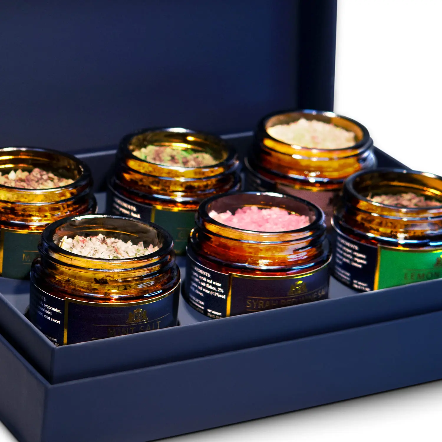 Jars with spices from the Classic Harmony set — premium quality.
