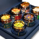 Close-up: jars with spices from the D.E.Collection Mediterranean Charm set.