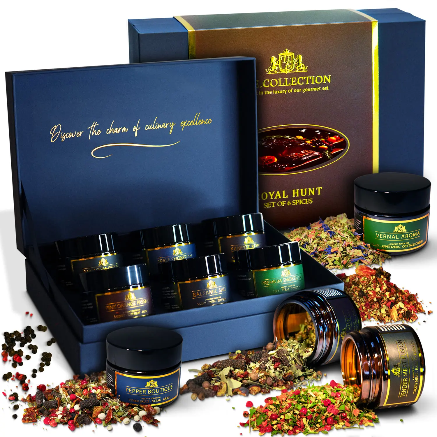 Royal Hunt — spice set from D.E.Collection D.E.Collection Royal Hunt gift set with 6 spices.