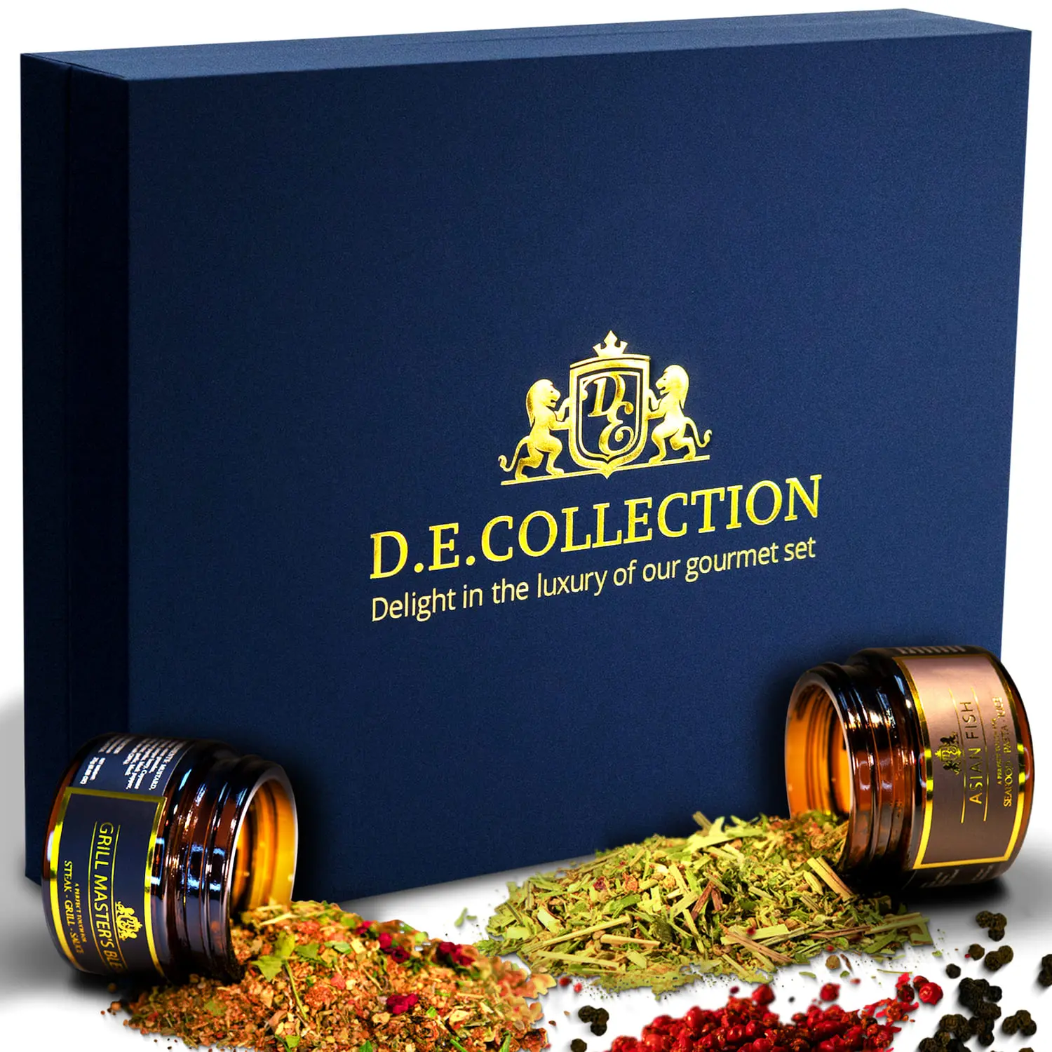 Gift box by D.E.Collection with spices from the Fish & Seafood set.