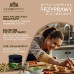 Kobieta przygotowuje przekąski w kuchni, przyprawy D.E.Collection — prezent dla smakosza.